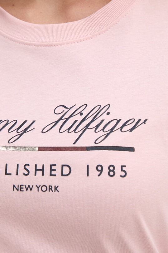 Хлопковая футболка Tommy Hilfiger WW0WW43502 розовый