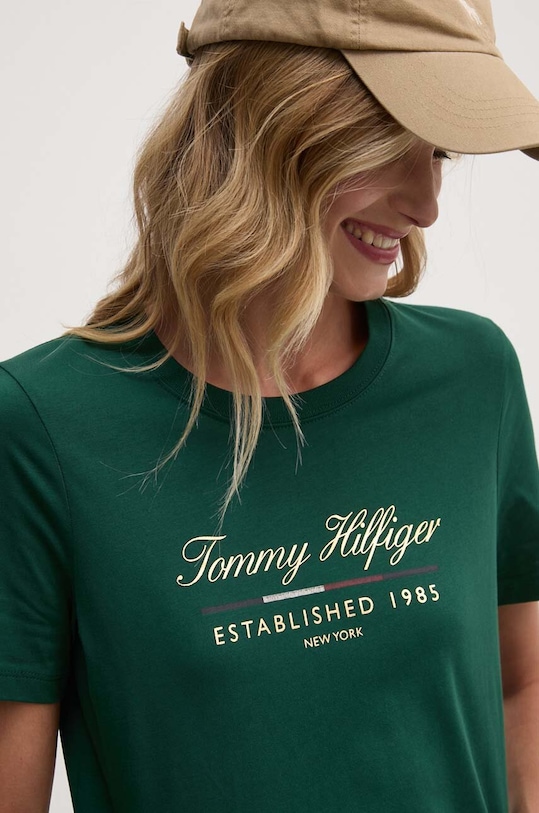 Bavlněné tričko Tommy Hilfiger zelená WW0WW43502