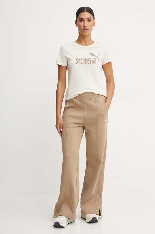 Bavlnené tričko Puma 681490 béžová AW24