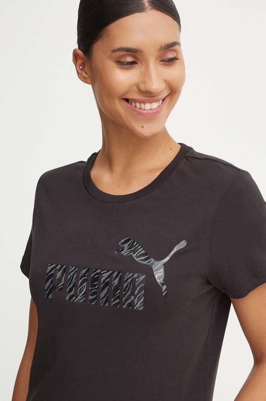 Памучна тениска Puma стандартна черен 681490