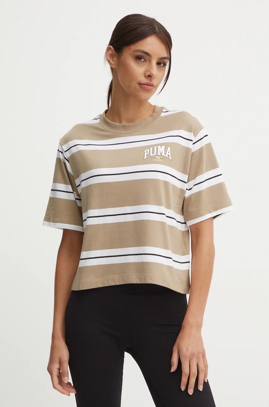 Bavlněné tričko Puma regular béžová 681538