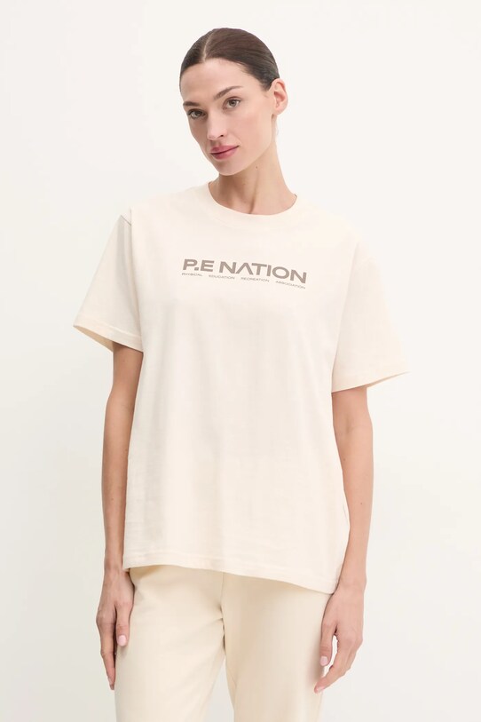 Хлопковая футболка P.E Nation Aero SS Tee хлопок бежевый 243T329
