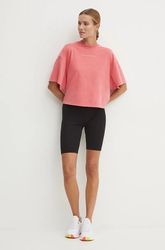 P.E Nation tricou din bumbac Nomad Boxy Tee 243T402 roz AW24