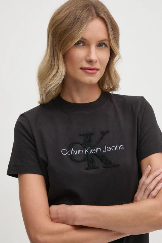 Хлопковая футболка Calvin Klein Jeans чёрный J20J224244