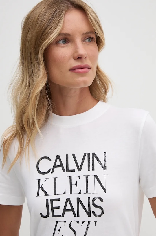 Calvin Klein Jeans tricou din bumbac alb J20J224910
