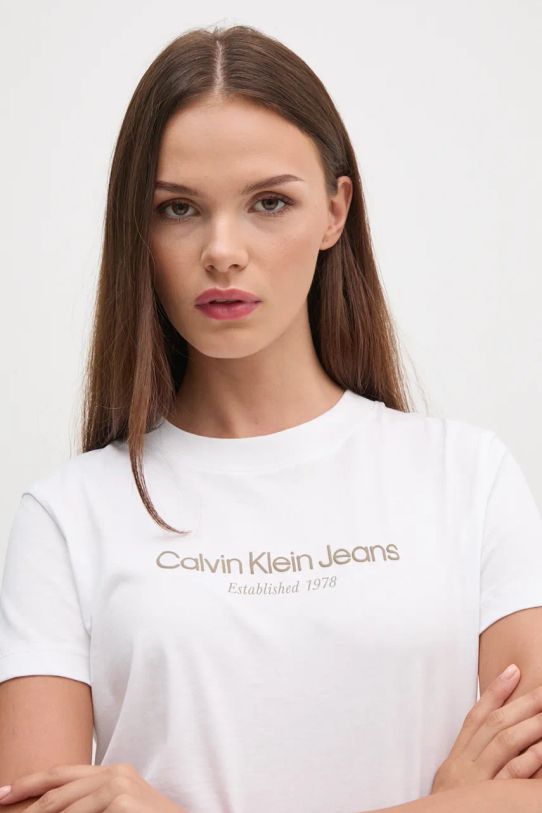 Calvin Klein Jeans t-shirt bawełniany biały J20J224914