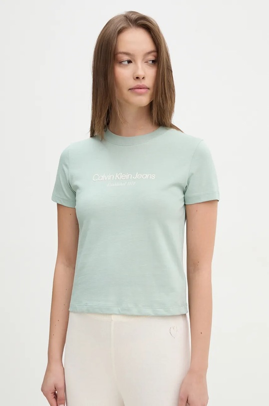 Бавовняна футболка Calvin Klein Jeans бавовна зелений J20J224914