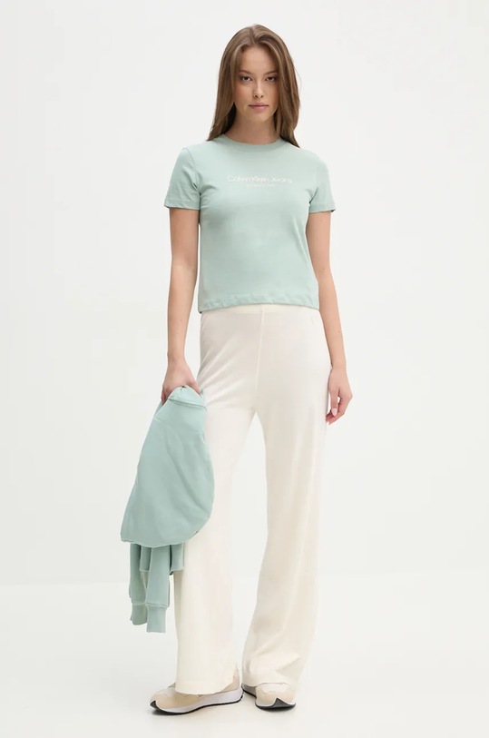 Бавовняна футболка Calvin Klein Jeans J20J224914 зелений AW24