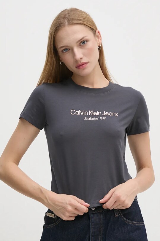 Calvin Klein Jeans t-shirt bawełniany nadruk szary J20J224914