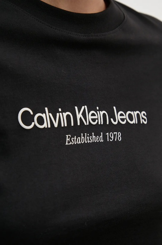 Calvin Klein Jeans pamut póló J20J224914 fekete