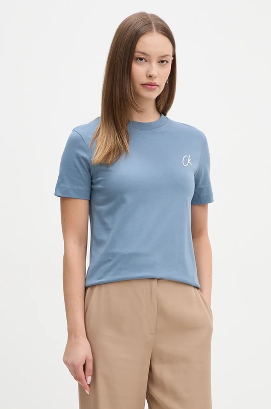 Бавовняна футболка Calvin Klein Jeans блакитний J20J224439
