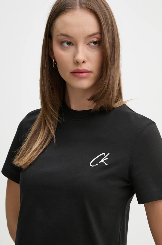 Памучна тениска Calvin Klein Jeans черен J20J224439