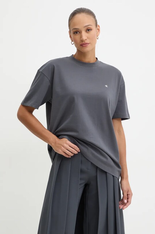 Бавовняна футболка Calvin Klein Jeans J20J225390 сірий AW24