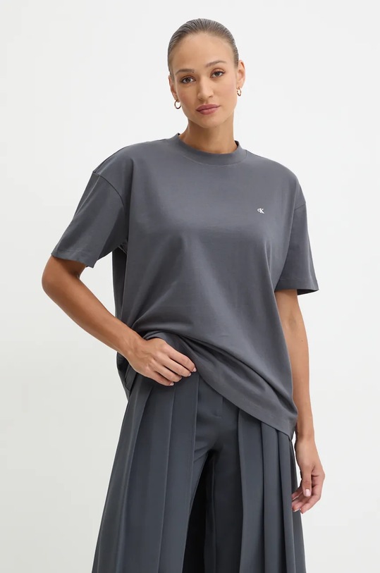 Bavlnené tričko Calvin Klein Jeans J20J225390 sivá AW24