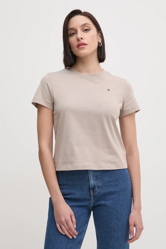 Tričko Calvin Klein Jeans hladký béžová J20J225391