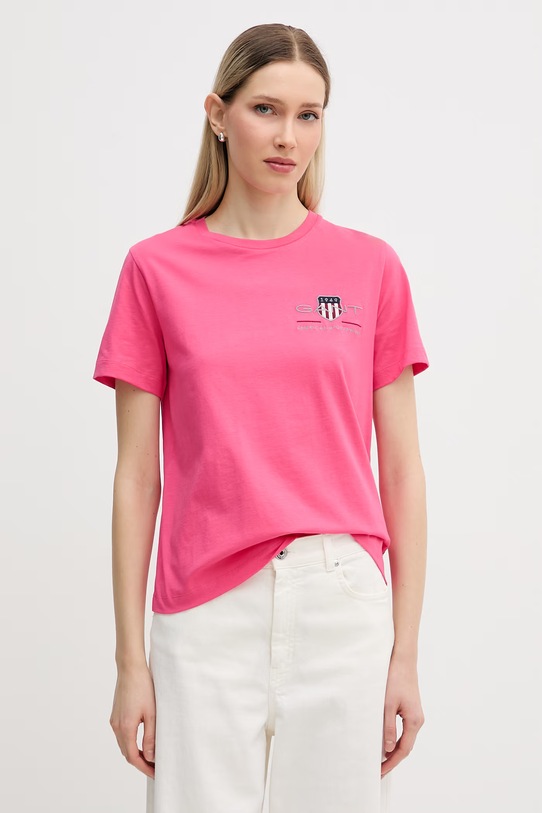 Gant t-shirt bawełniany różowy 4200277