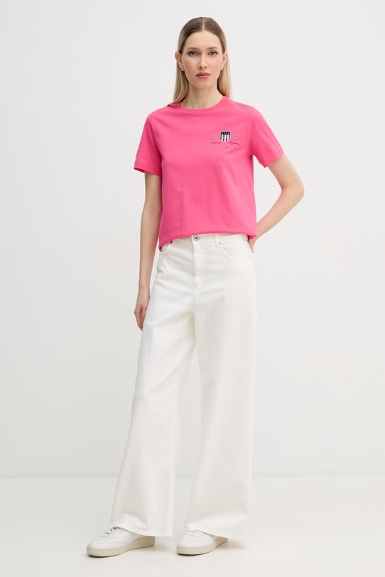 Gant t-shirt bawełniany 4200277 różowy SS26