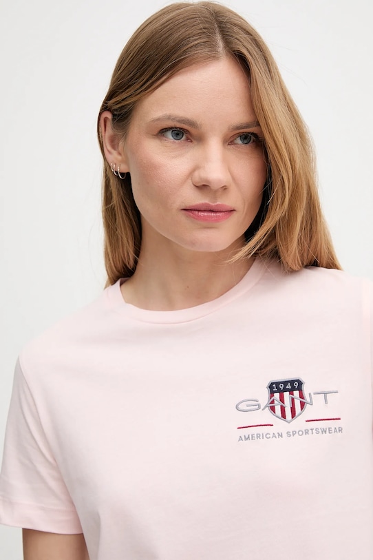 Bavlnené tričko Gant ružová 4200277