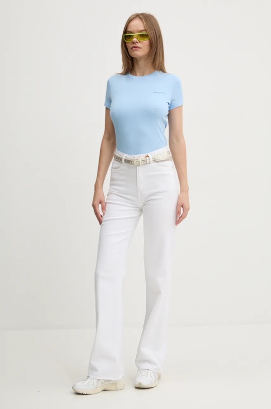 Хлопковая футболка Tommy Jeans DW0DW18785 голубой AW24
