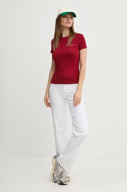 Хлопковая футболка Tommy Jeans DW0DW18785 бордо AW24