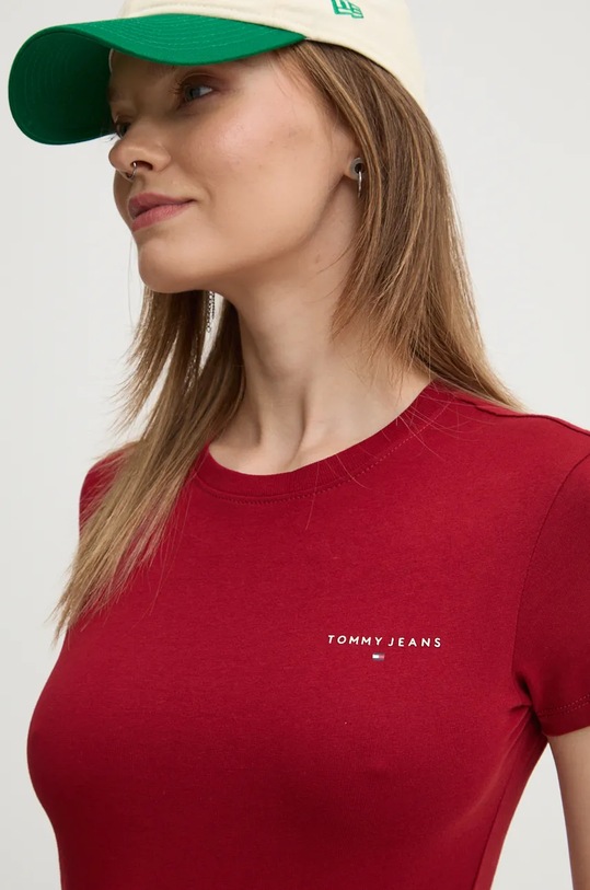 Хлопковая футболка Tommy Jeans бордо DW0DW18785