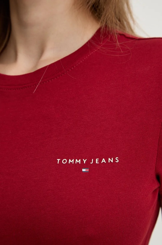 Хлопковая футболка Tommy Jeans DW0DW18785 бордо