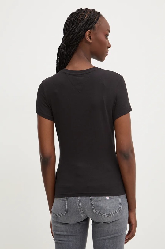 Ρούχα Βαμβακερό μπλουζάκι Tommy Jeans DW0DW18785 μαύρο