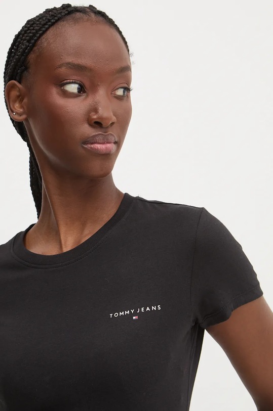 Βαμβακερό μπλουζάκι Tommy Jeans μαύρο DW0DW18785