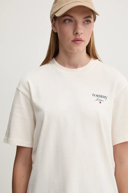 Tommy Jeans tricou din bumbac bej DW0DW18786