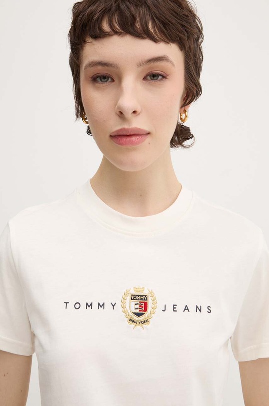 Бавовняна футболка Tommy Jeans бежевий DW0DW18795