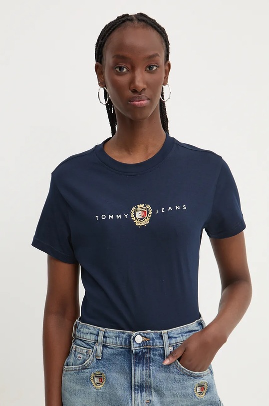 Tommy Jeans t-shirt bawełniany granatowy DW0DW18795