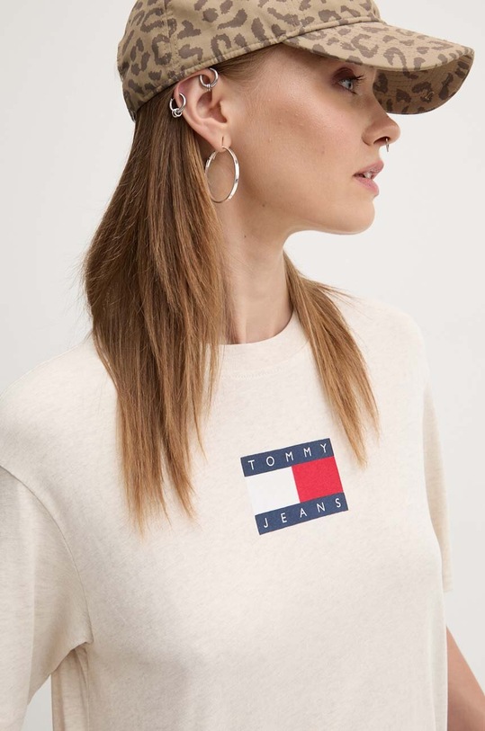 Бавовняна футболка Tommy Jeans бежевий DW0DW18796