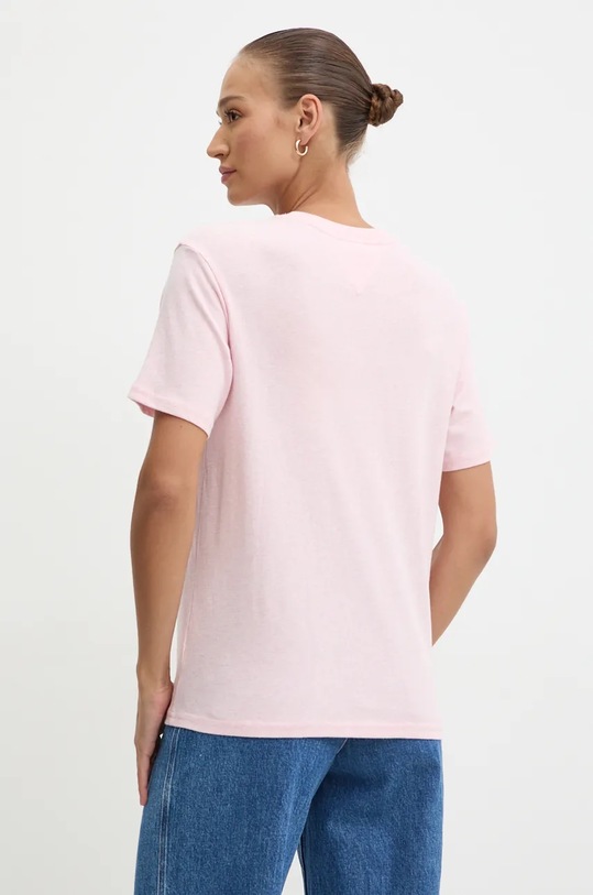 Бавовняна футболка Tommy Jeans DW0DW18796 рожевий AW24