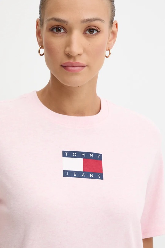 Одяг Бавовняна футболка Tommy Jeans DW0DW18796 рожевий