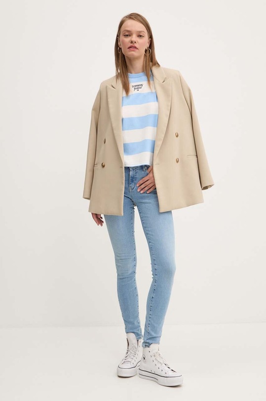 Tommy Jeans tricou din bumbac DW0DW18799 albastru AW24
