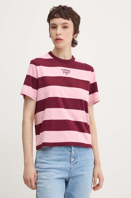 Tommy Jeans tricou din bumbac cu modele burgundia DW0DW18799