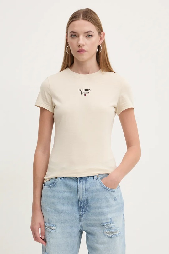 Бавовняна футболка Tommy Jeans бавовна бежевий DW0DW18800