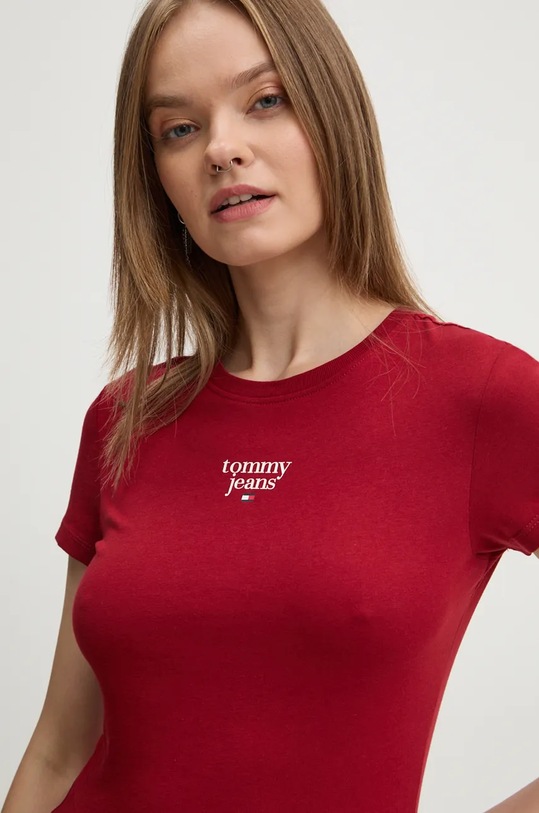 Tommy Jeans tricou din bumbac print burgundia DW0DW18800