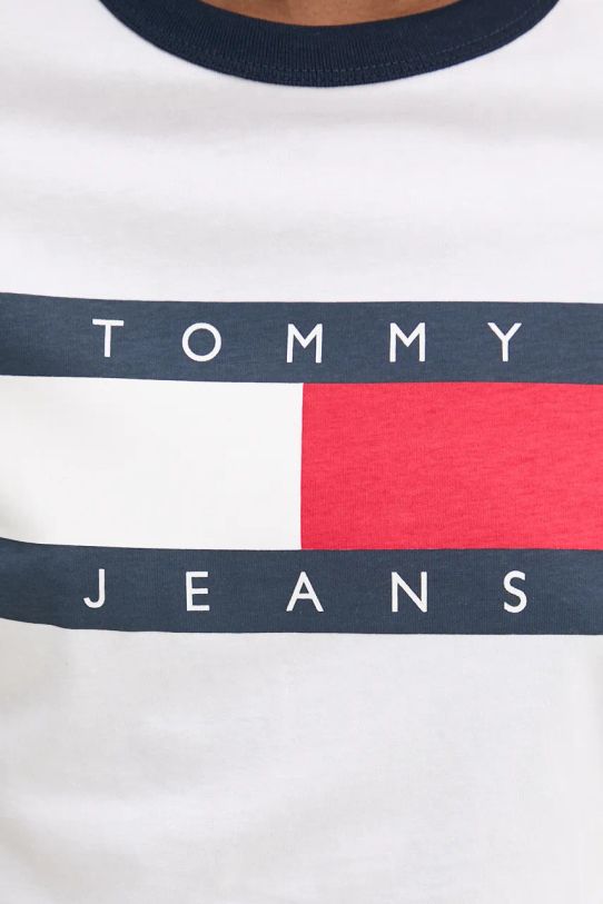 Bavlněné tričko Tommy Jeans DW0DW19044 bílá