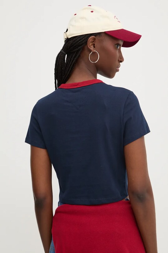 Ρούχα Βαμβακερό μπλουζάκι Tommy Jeans DW0DW19044 σκούρο μπλε