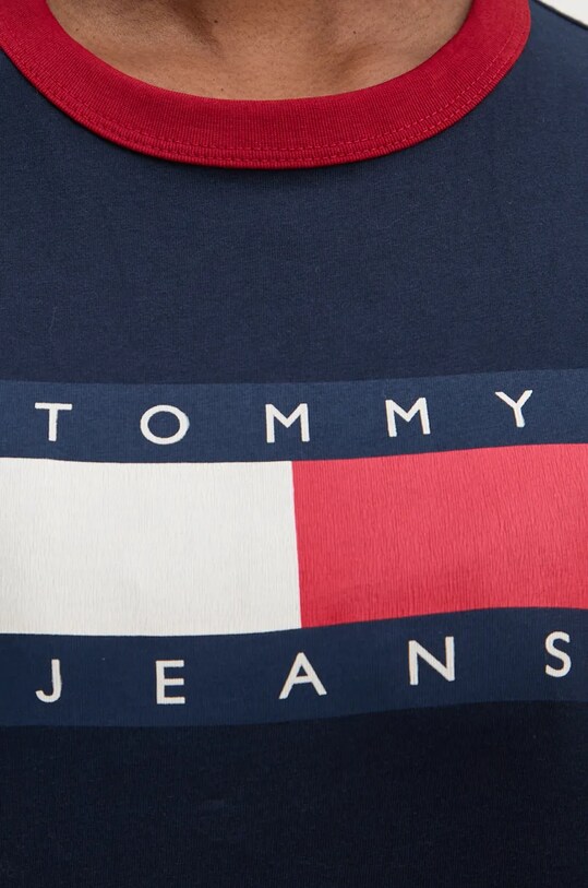Βαμβακερό μπλουζάκι Tommy Jeans DW0DW19044 σκούρο μπλε