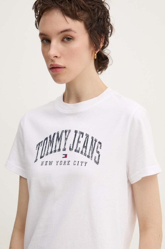Bavlnené tričko Tommy Jeans biela DW0DW19826
