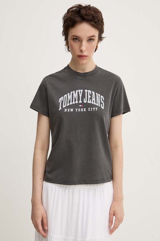 Tommy Jeans tricou din bumbac print gri DW0DW19826