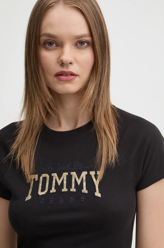 Бавовняна футболка Tommy Jeans чорний DW0DW19844