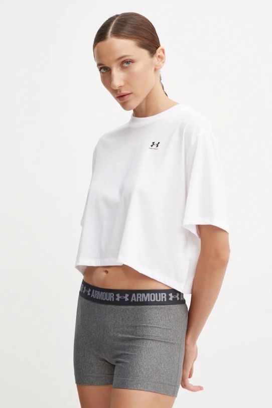 Under Armour t-shirt treningowy Boxy Crop Logo pozostałe biały 1386845