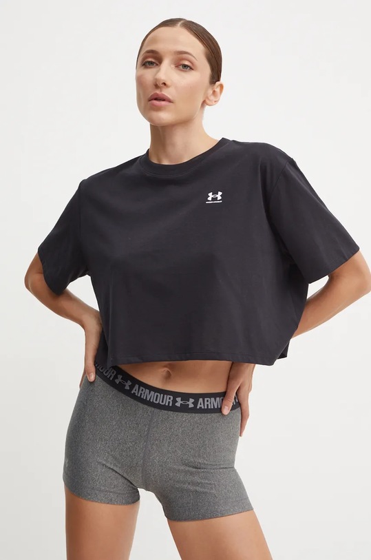 Under Armour tricou de antrenament Boxy Crop Logo uni negru 1386845