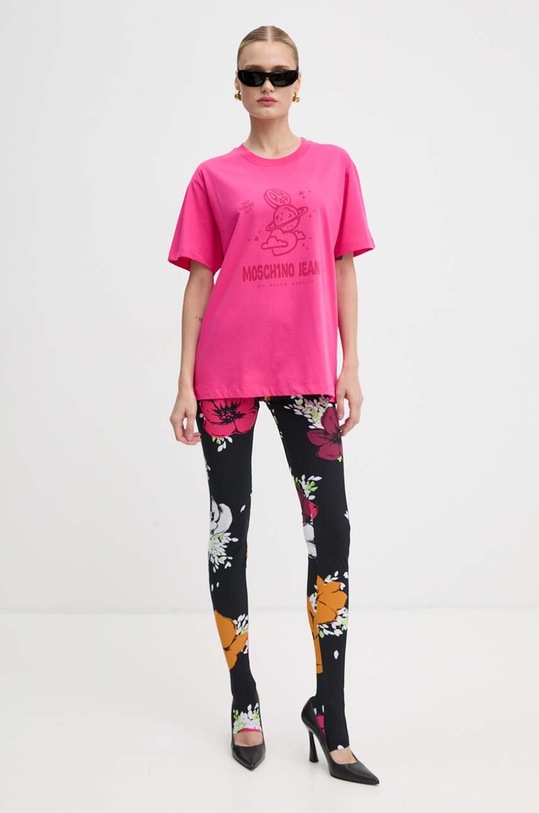 Moschino Jeans tricou din bumbac 0704.8733 roz AW24