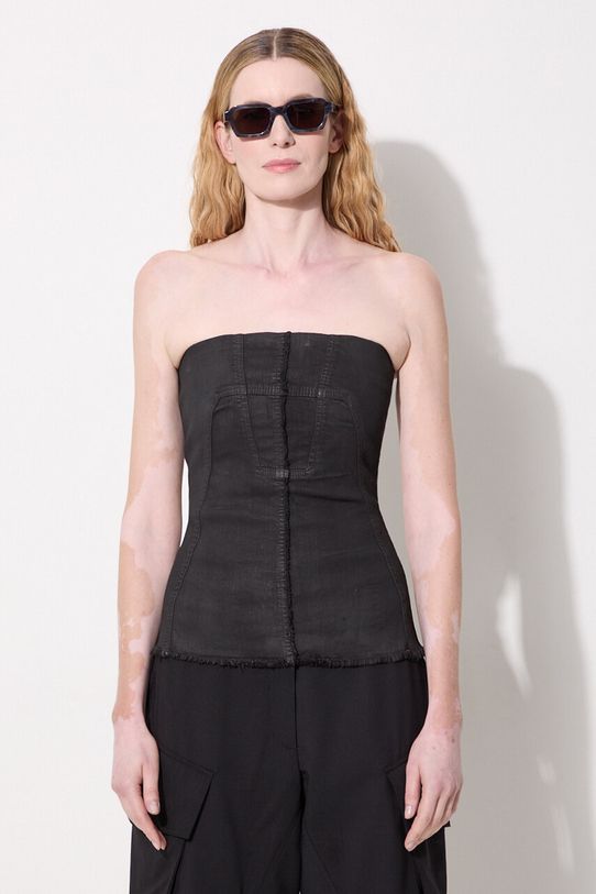 Rick Owens top jeansowy Bustier casual czarny DS02D2127.SBW