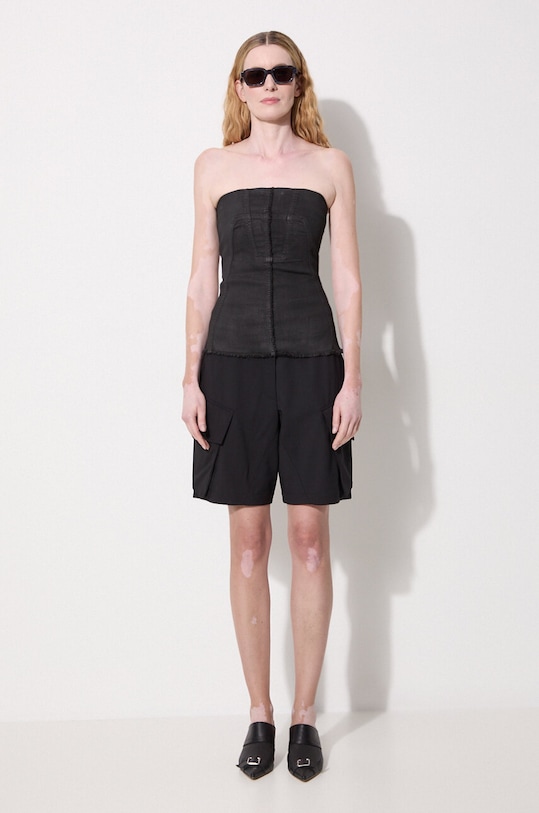 Rick Owens top jeansowy Bustier DS02D2127.SBW czarny AW24