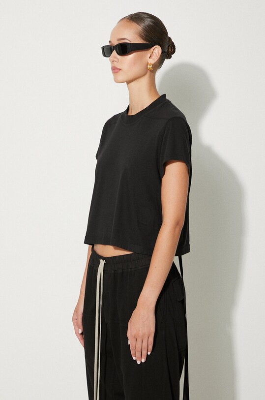 Rick Owens cotton t-shirt Cropped Small Level T black DS02D2207.RN